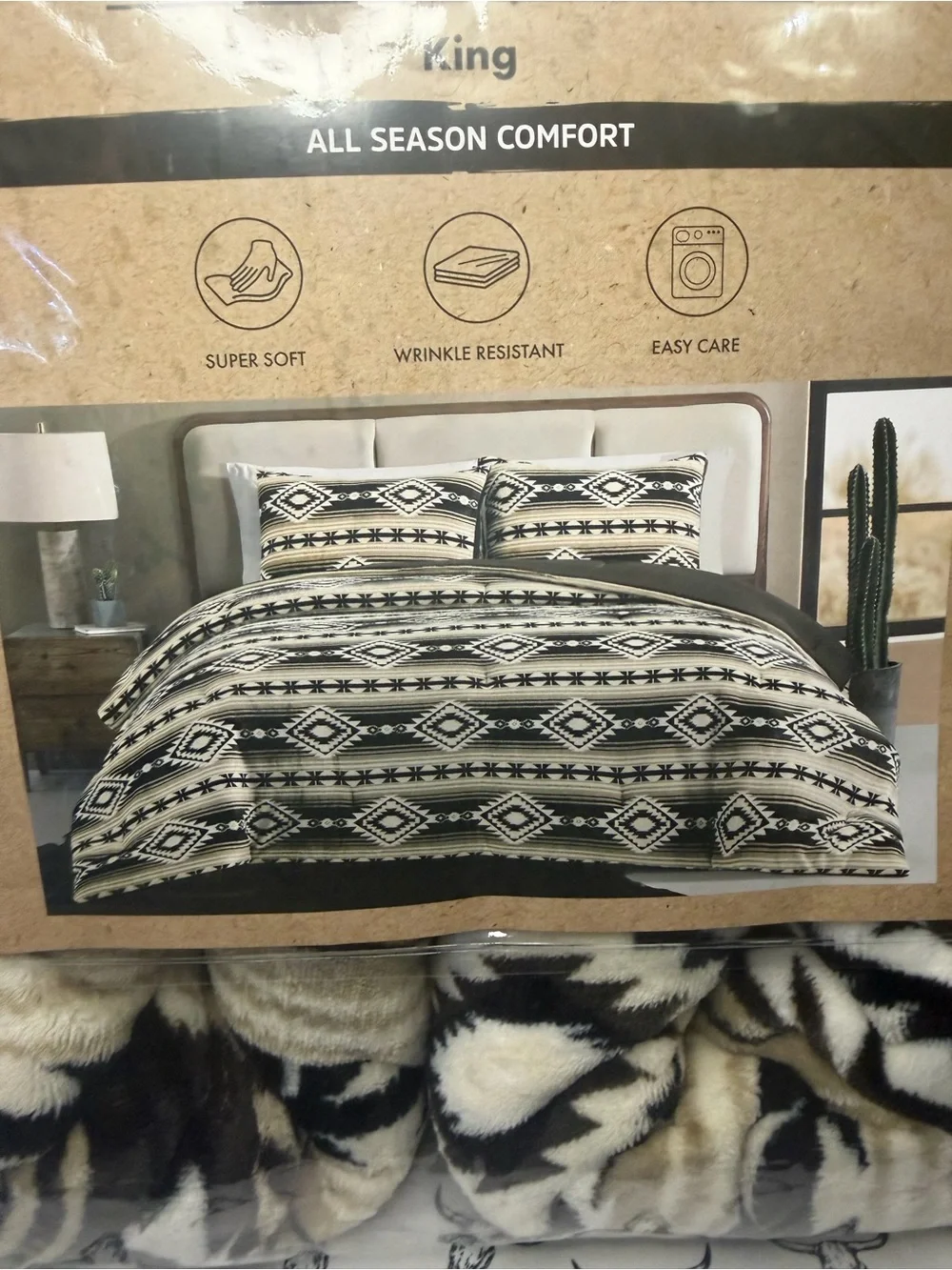 Wrangler Tan, Black & Cream Aztec Plush Comforter Set